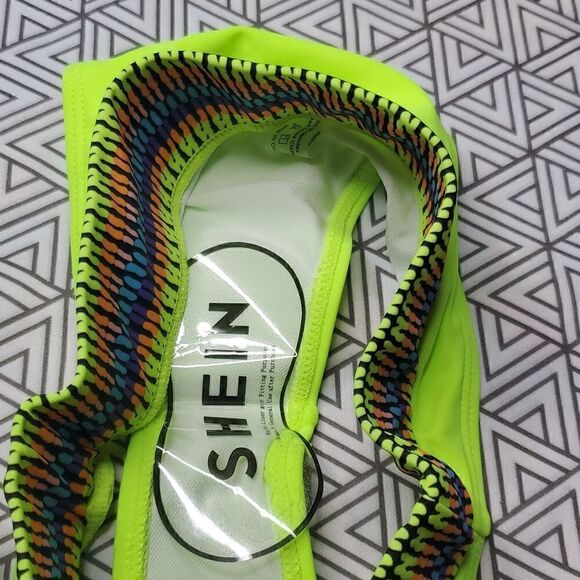 NWOT Shein Small cheeky high waist bikini bottom neon yellow - Picture 3 of 4